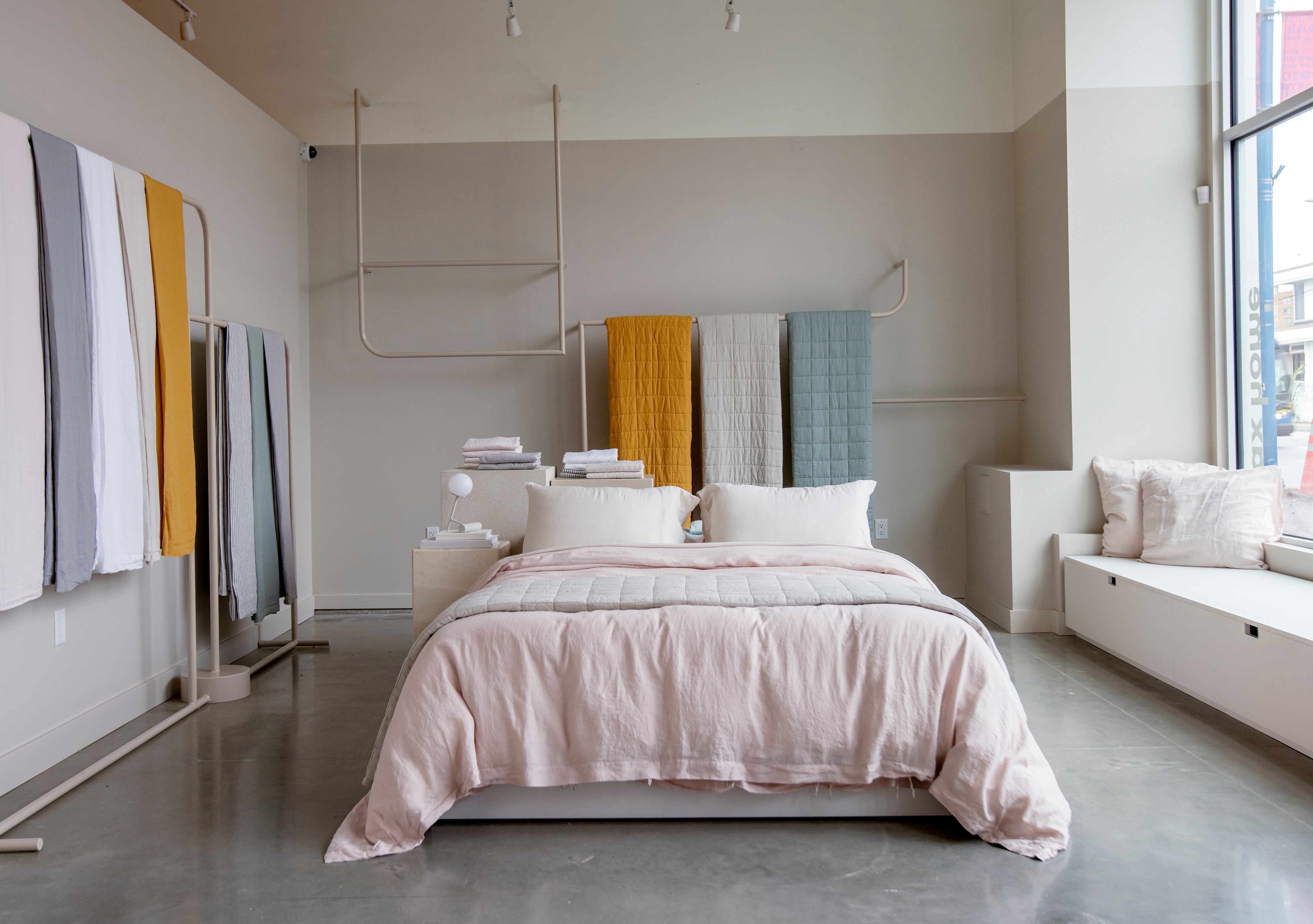 Wilet showroom bed and linen bedding